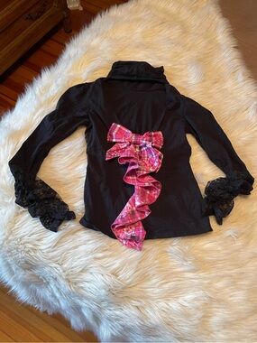 Rare vintage jfashion gyaru brand MA*RS black turtleneck with bow and cutout